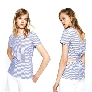 Zara Striped Twisted Knot Cut Out Back Top…